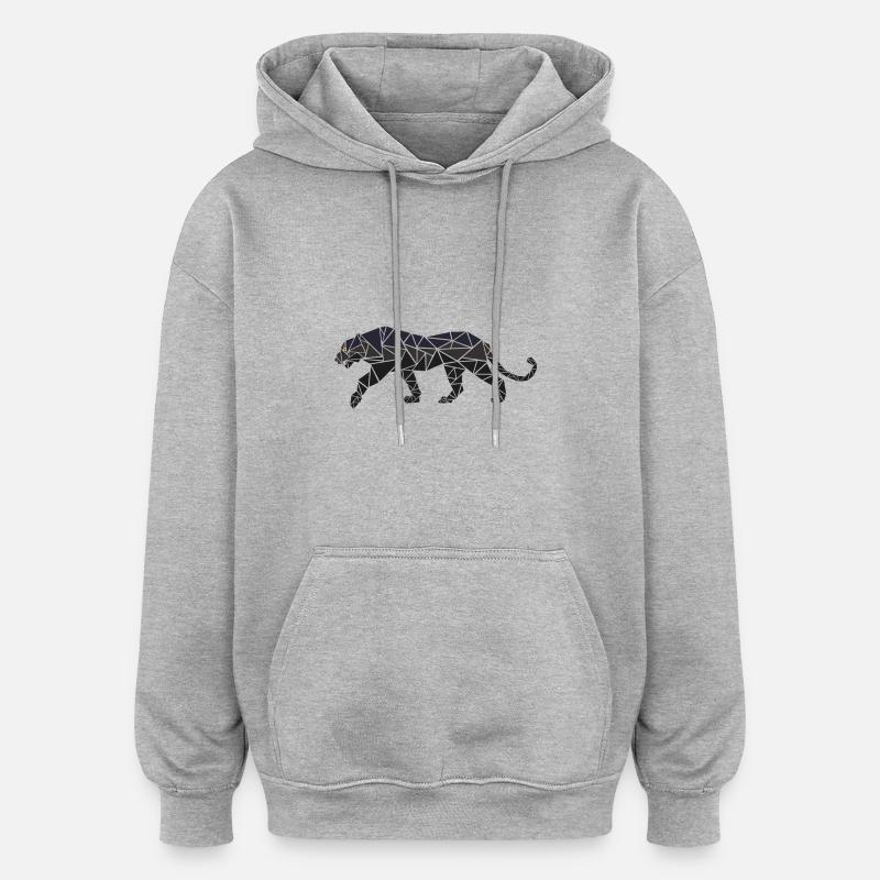 Panther - Geometrisch - Geschenk - Oversized Unisex Hoodie - Grau meliert