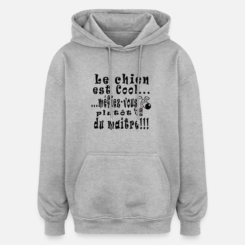 chien_cool_copie - Sweat à capuche oversize unisexe - gris chiné