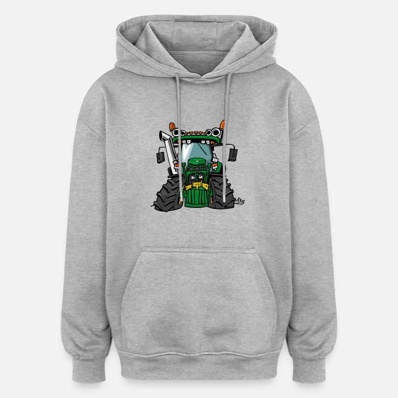 0197 Grüner Traktor 6920S - Oversized Unisex Hoodie - Grau meliert