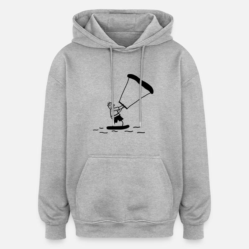 Kite Surf - Sweat à capuche oversize unisexe - gris chiné