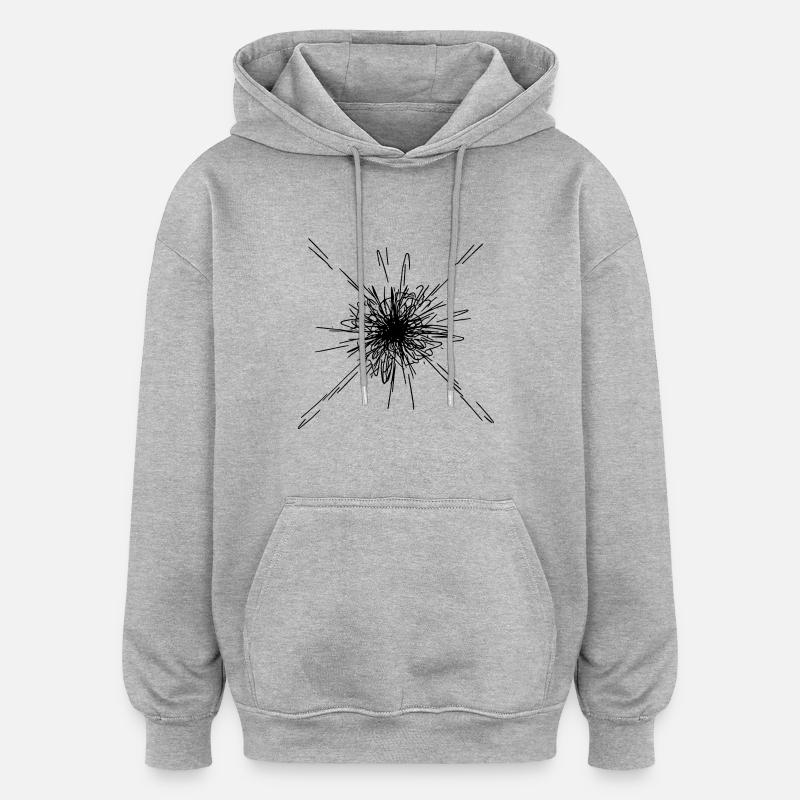 Mandala Explosion Linien Muster - Oversized Unisex Hoodie - Grau meliert