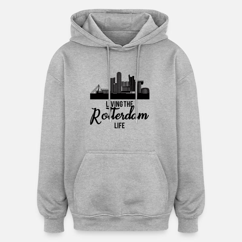 Rotterdam - Pays-Bas - Pays-Bas - Randstad - Sweat à capuche oversize unisexe - gris chiné