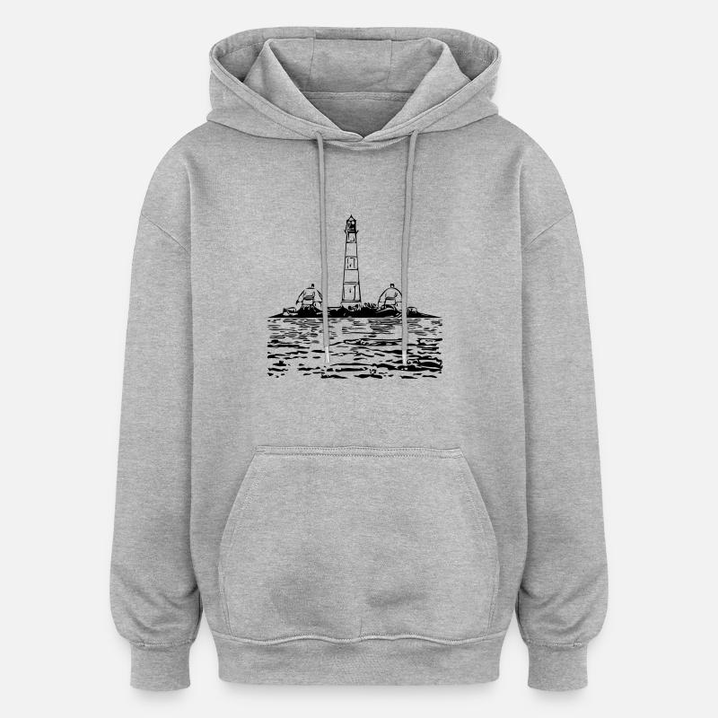 Phare dans la mer - Sweat à capuche oversize unisexe - gris chiné
