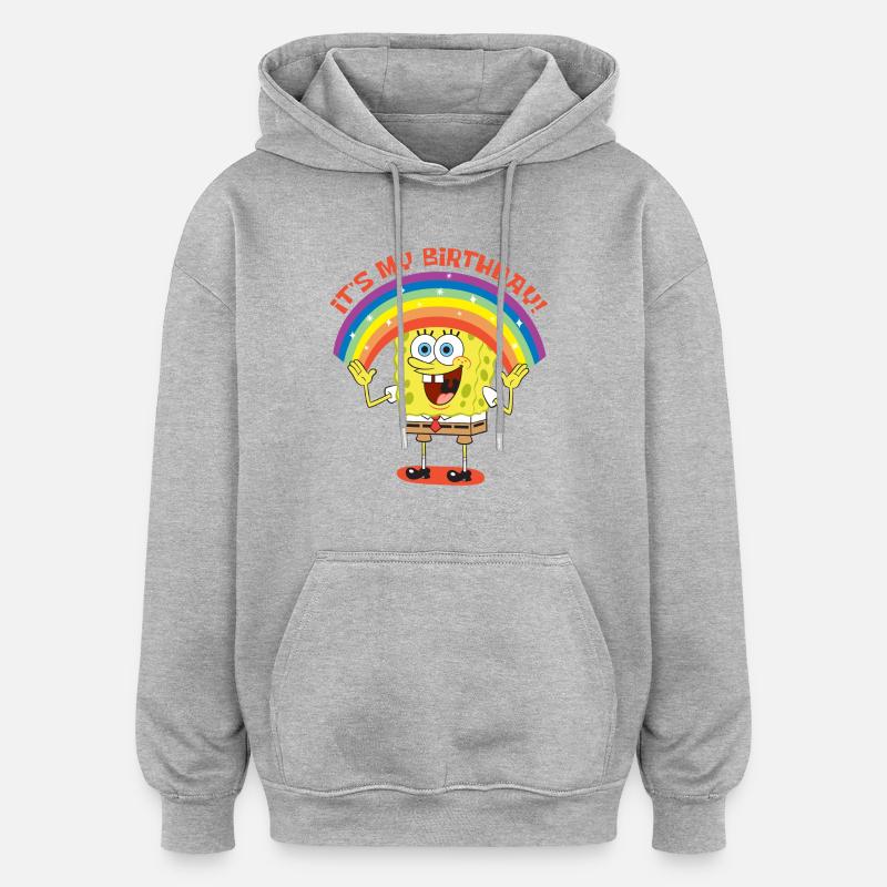 Bob l'Éponge Design d'Anniversaire - Sweat à capuche oversize unisexe - gris chiné