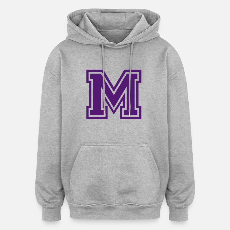 Buchstabe M - Oversized Unisex Hoodie - Grau meliert