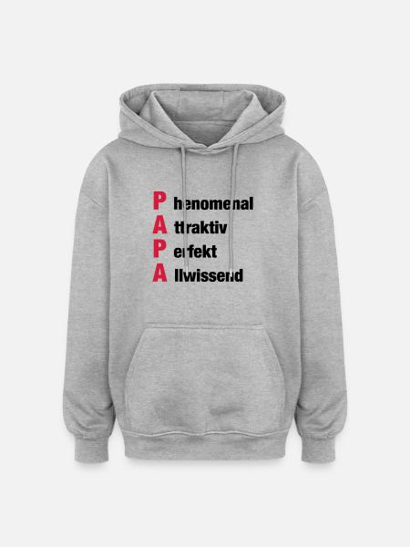 Papa - Oversized Unisex Hoodie - Grau meliert