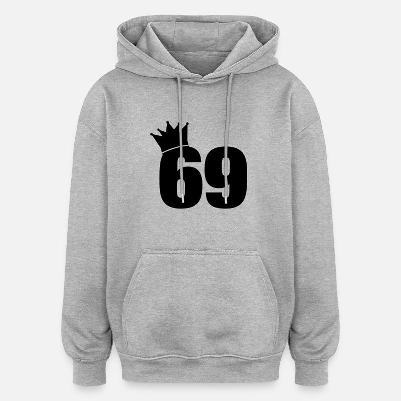 69_krone_f1 - Sweat à capuche oversize unisexe - gris chiné