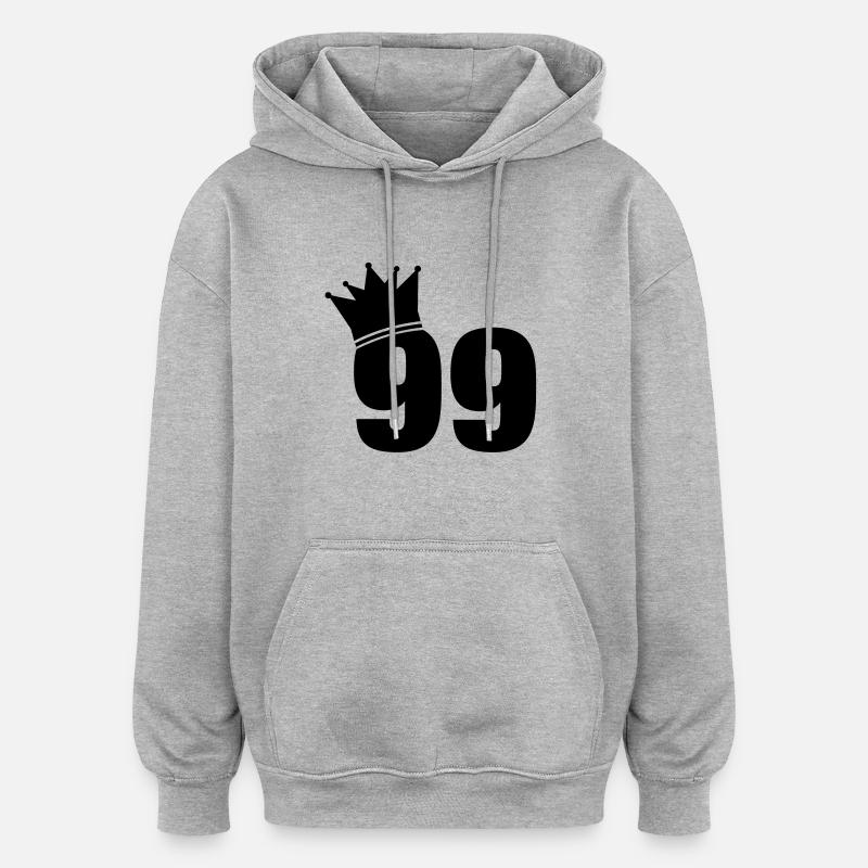 99_krone_f1 - Sweat à capuche oversize unisexe - gris chiné