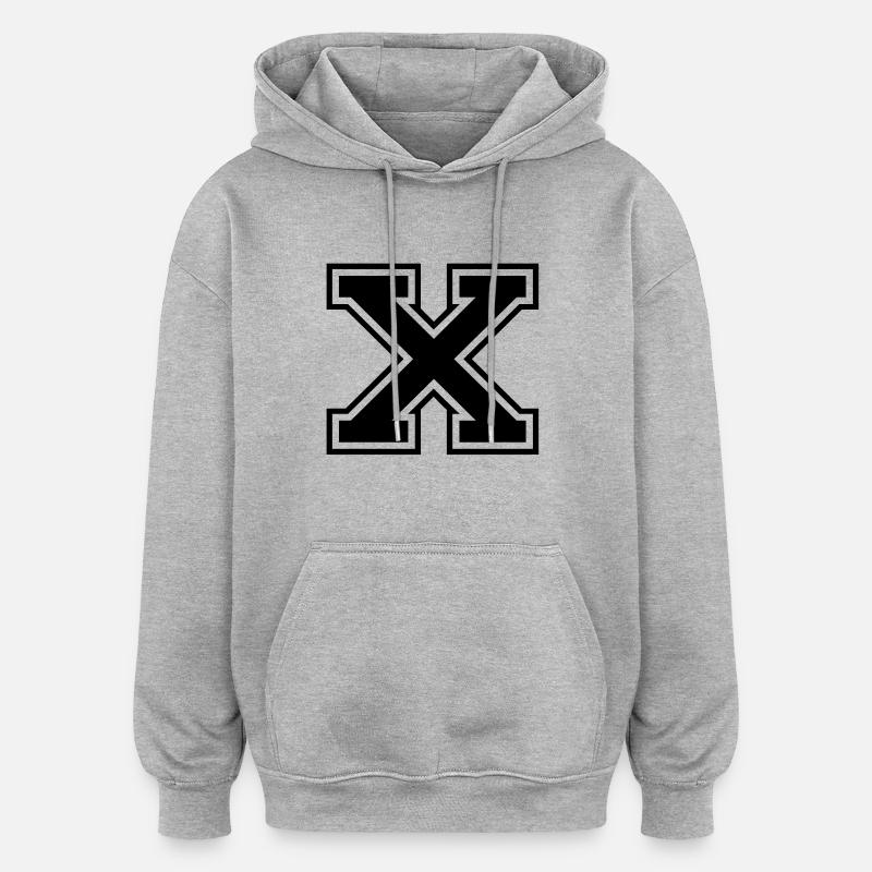 x - Sweat à capuche oversize unisexe - gris chiné