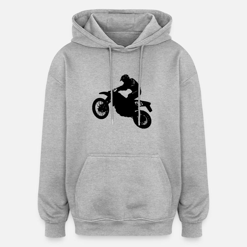 motocross - Sweat à capuche oversize unisexe - gris chiné