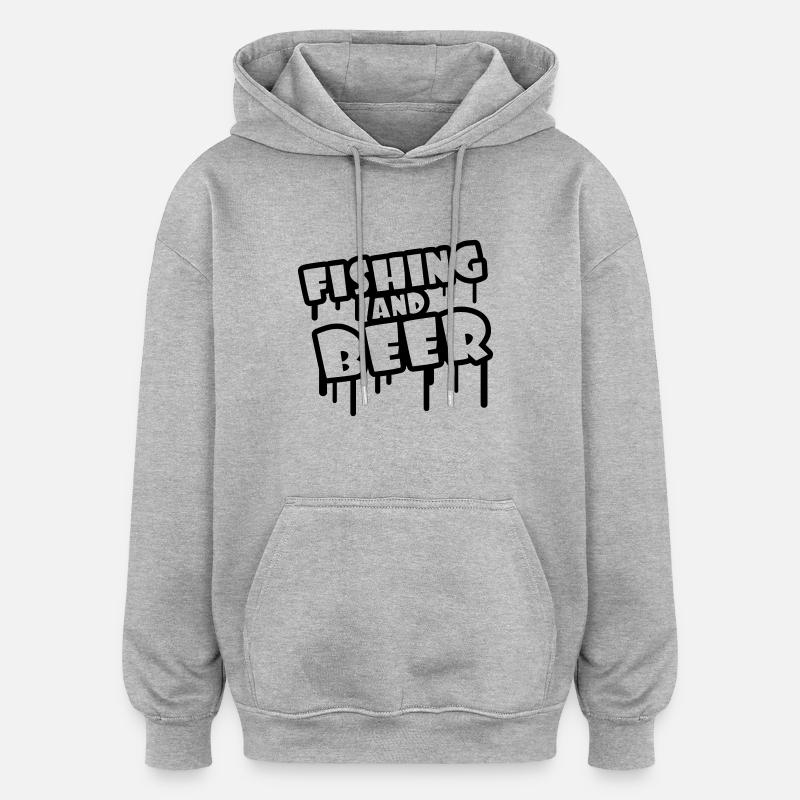 Fishing And Beer Graffiti - Oversized Unisex Hoodie - heather grey