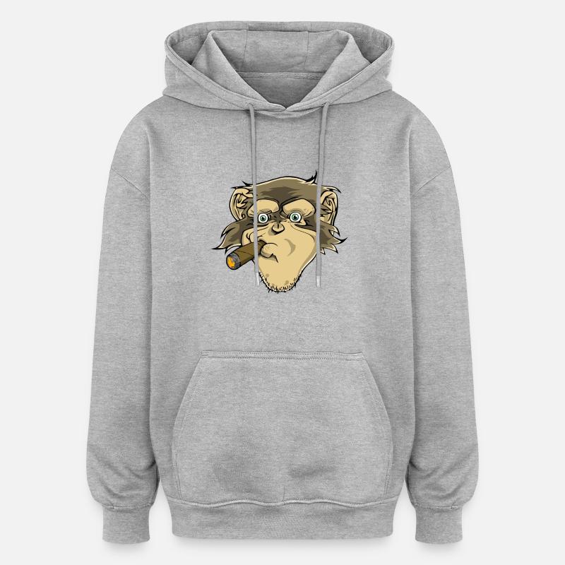 Schimpanse - Oversized Unisex Hoodie - Grau meliert