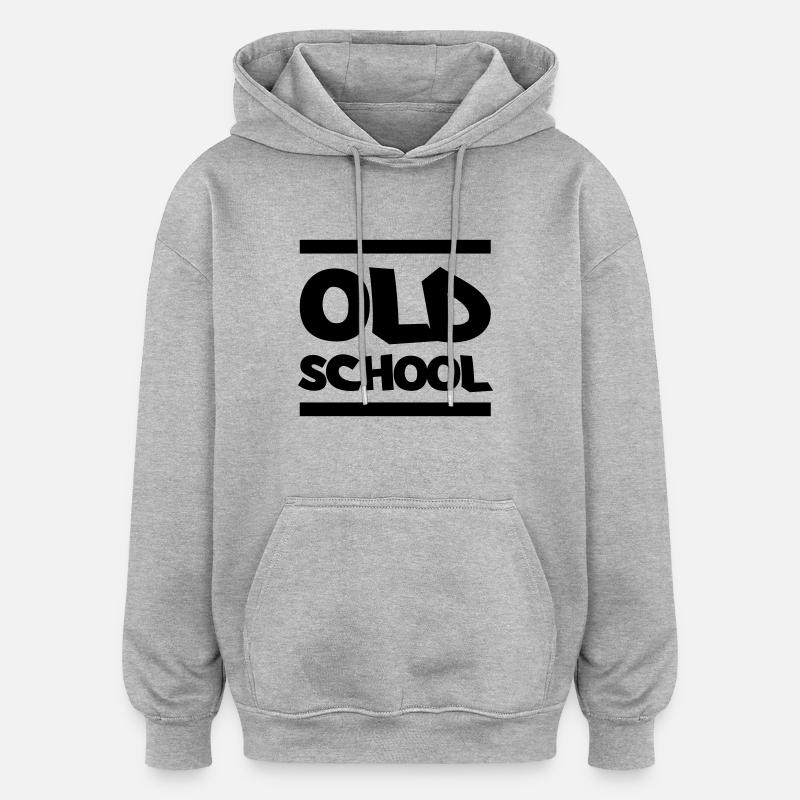 old_school1 - Sweat à capuche oversize unisexe - gris chiné