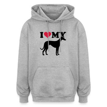 Whippet - Oversized Unisex Hoodie - Grau meliert - Vorne - Noah (186cm)