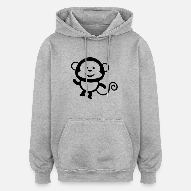 monkey comic - Oversized Unisex Hoodie - Grau meliert
