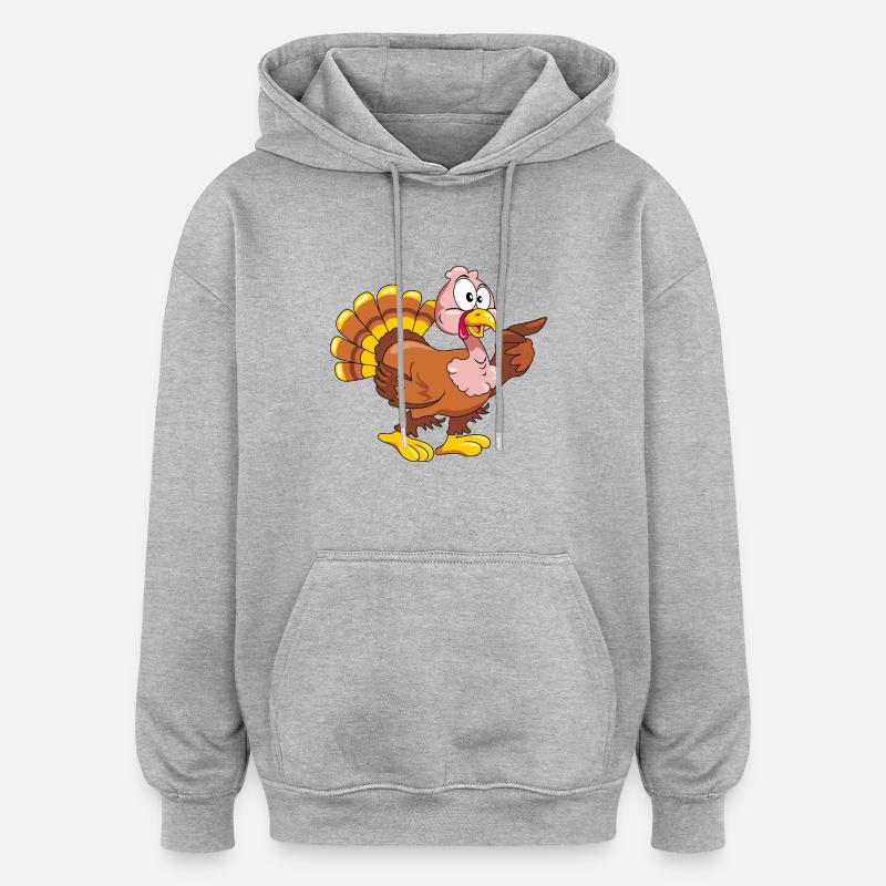 Dindon pointant du doigt surpris - Sweat à capuche oversize unisexe - gris chiné