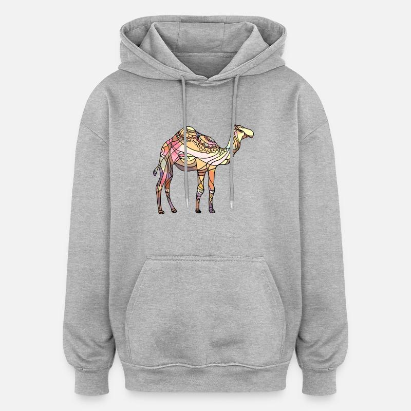 Kamel - Oversized Unisex Hoodie - Grau meliert