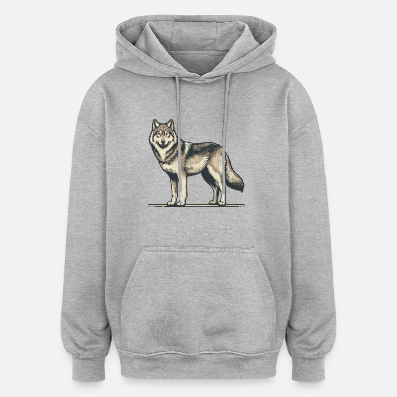 Loup - Sweat à capuche oversize unisexe - gris chiné