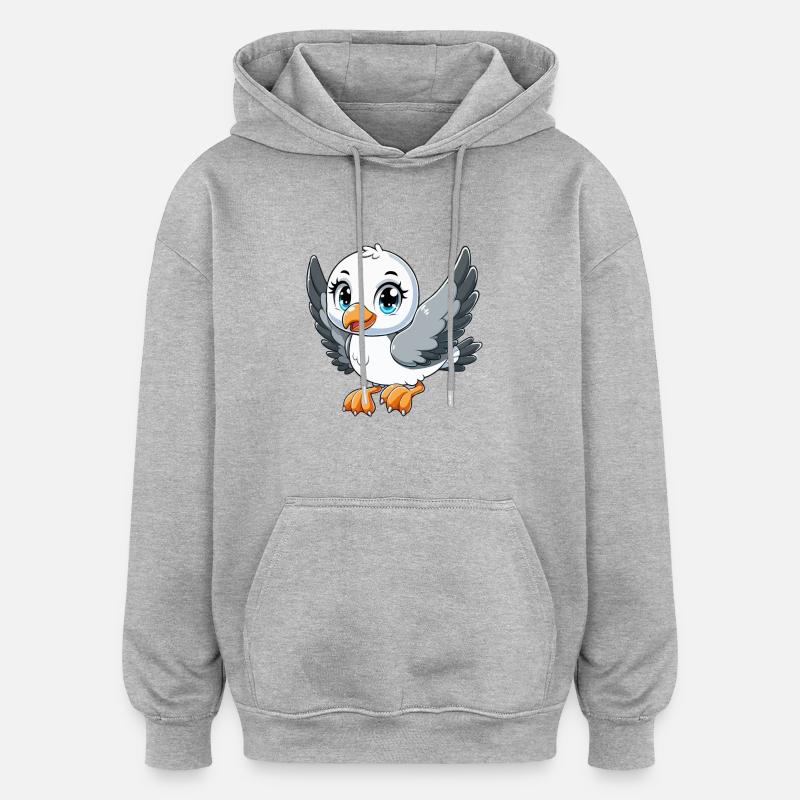 Bébé mouette - Sweat à capuche oversize unisexe - gris chiné