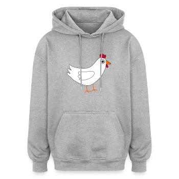 weißes Huhn Geschenk Bauern - Oversized Unisex Hoodie - Grau meliert - Vorne - Noah (186cm)
