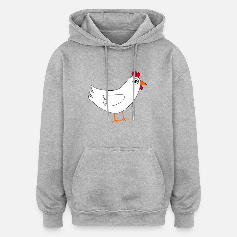 Poulet blanc de Pâques - Sweat à capuche oversize unisexe - gris chiné