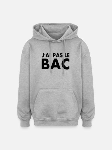 j'ai pas le bac - Sweat à capuche oversize unisexe - gris chiné