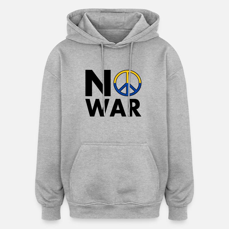 No war - Sweat à capuche oversize unisexe - gris chiné