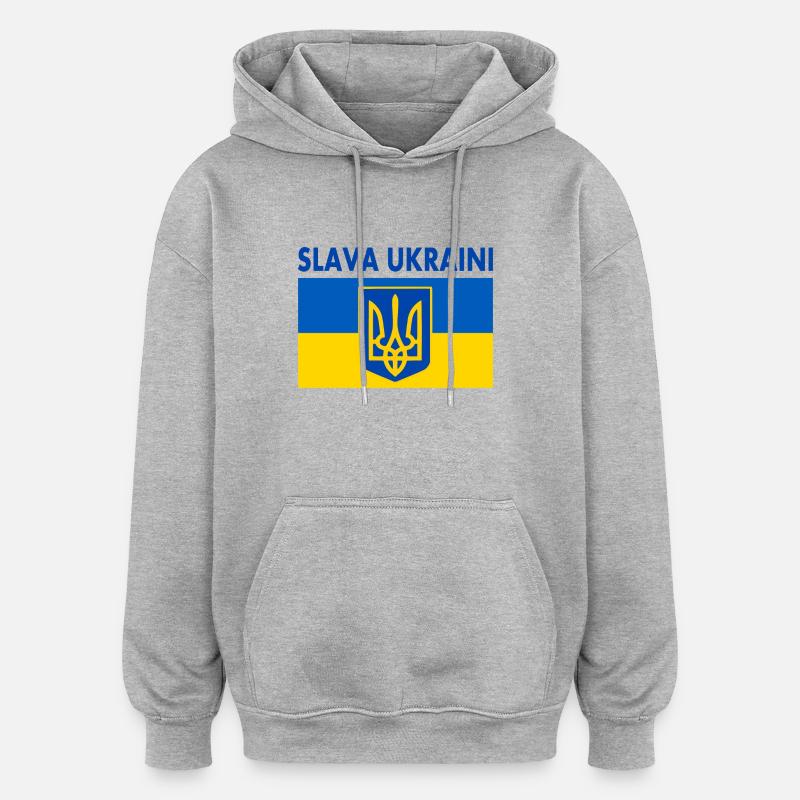 Slava ukraini - Sweat à capuche oversize unisexe - gris chiné