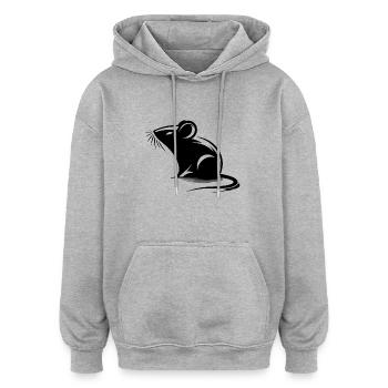 Dessin de petite souris mignonne - Sweat à capuche oversize unisexe - gris chiné - Devant - Noah (186cm)
