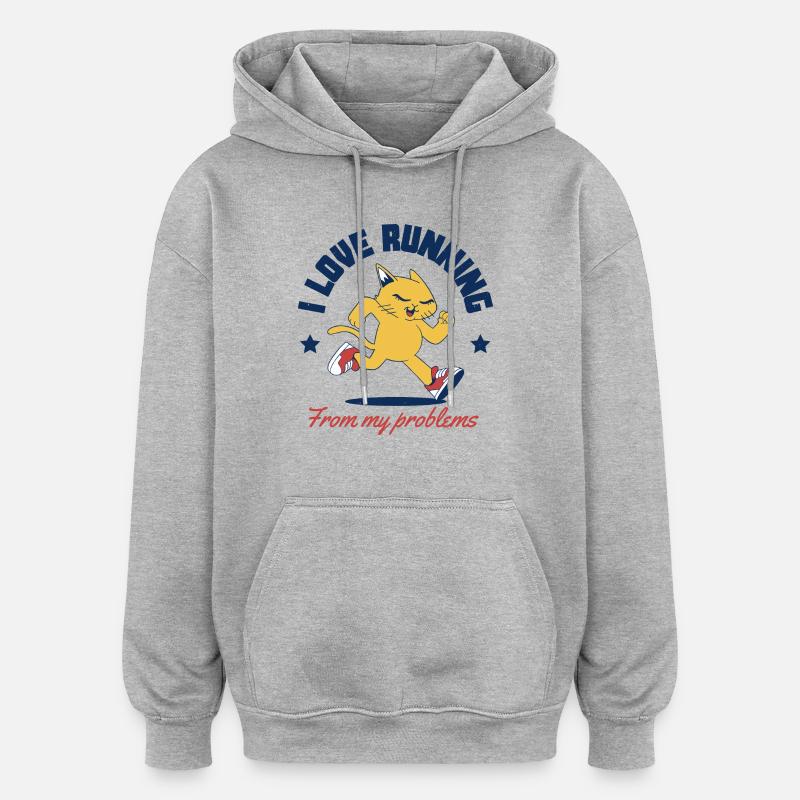 J’adore fuir mes problèmes - Sweat à capuche oversize unisexe - gris chiné