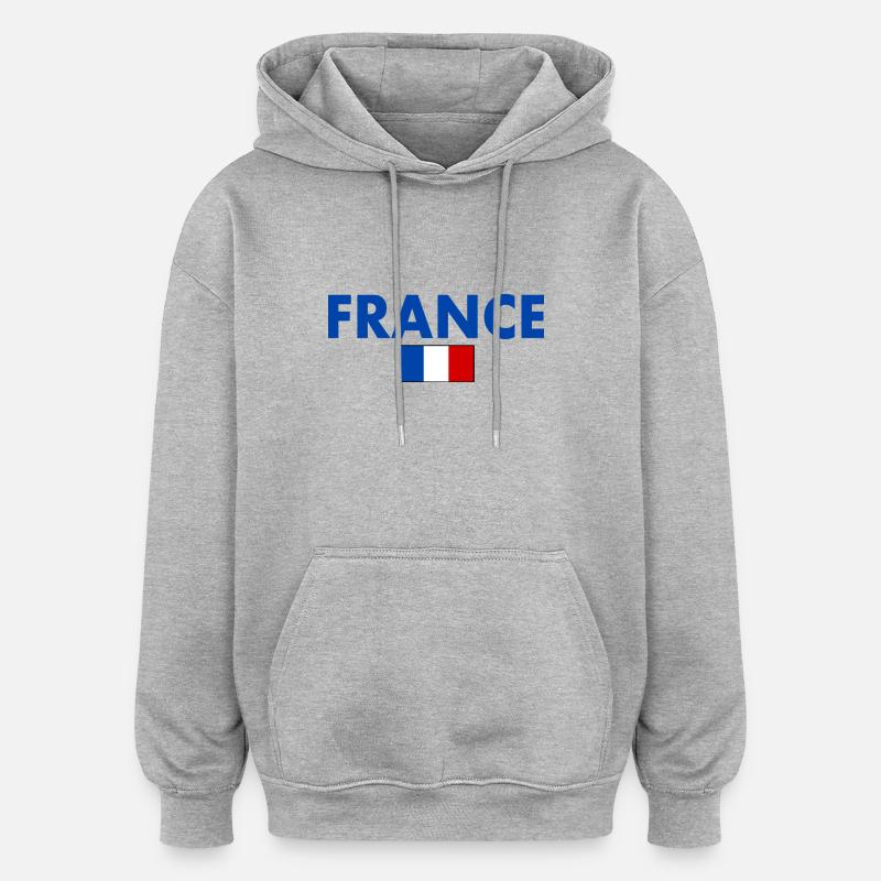 Frankreich - Oversized Unisex Hoodie - Grau meliert
