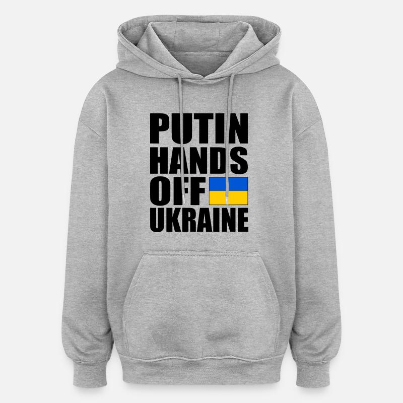 Putin hands off ukraine - Sweat à capuche oversize unisexe - gris chiné