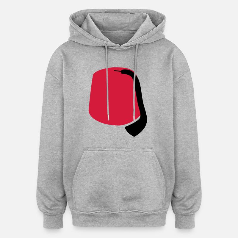 Fes - Sweat à capuche oversize unisexe - gris chiné