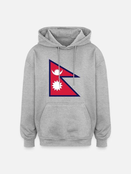 nepal flag - Oversized Unisex Hoodie - heather grey