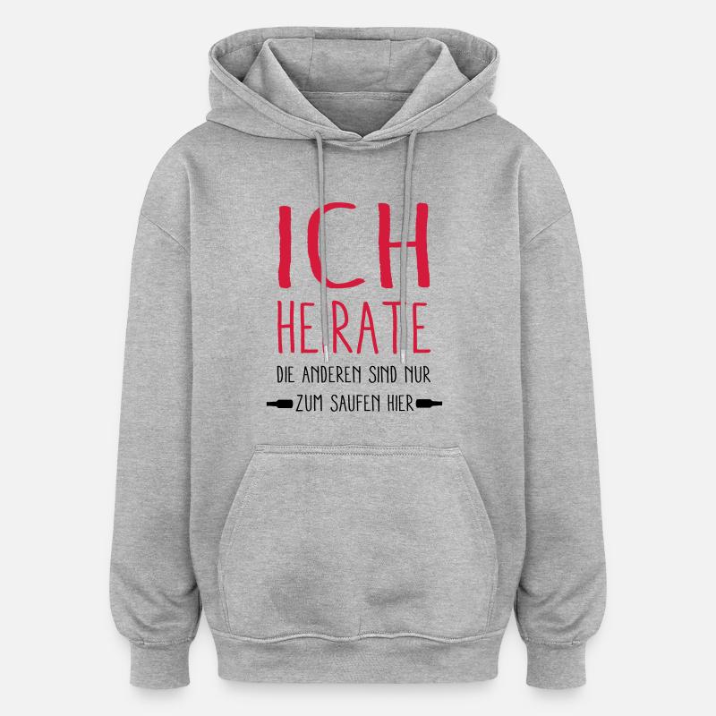 ich Heirate - Oversized Unisex Hoodie - Grau meliert