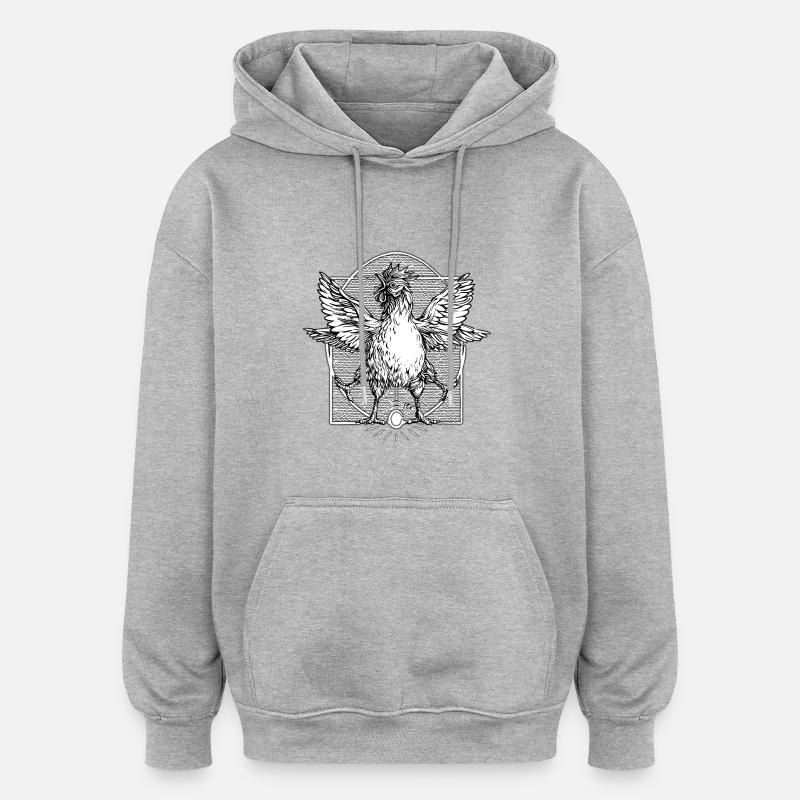 Le coq de Vitruve - Sweat à capuche oversize unisexe - gris chiné