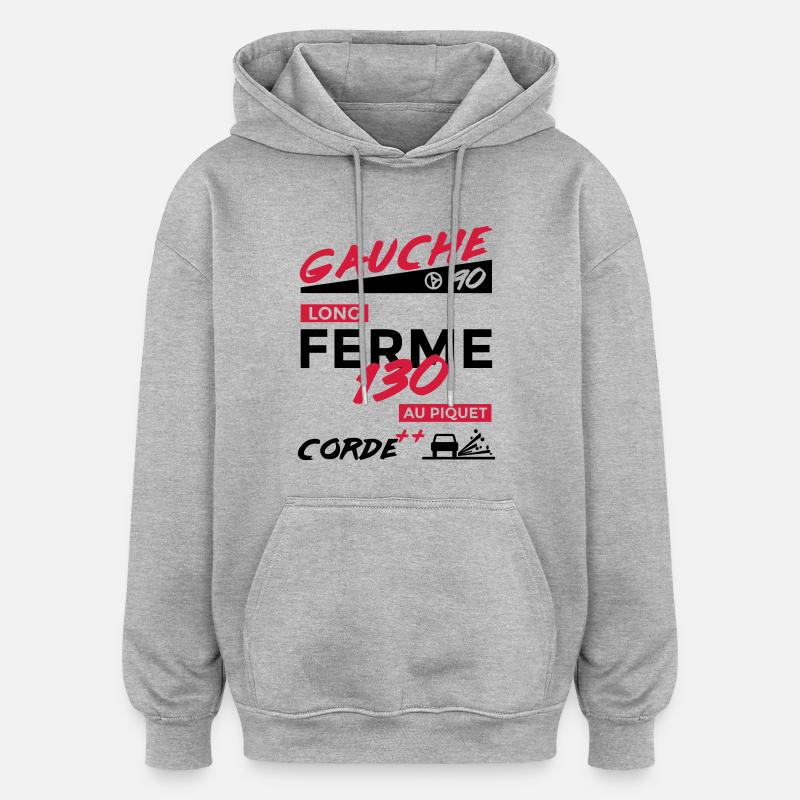 Notes Rallye - Gauche 90 long - Sweat à capuche oversize unisexe - gris chiné