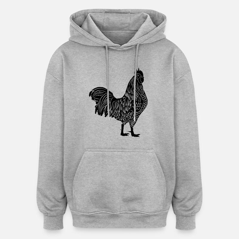 chicken113 - Sweat à capuche oversize unisexe - gris chiné