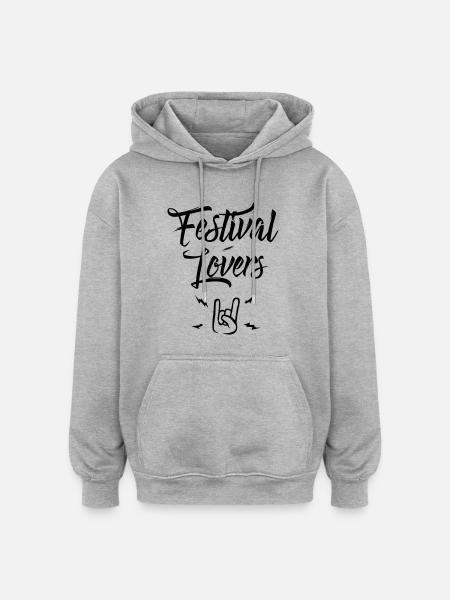 Festival lovers rock - Sweat à capuche oversize unisexe - gris chiné
