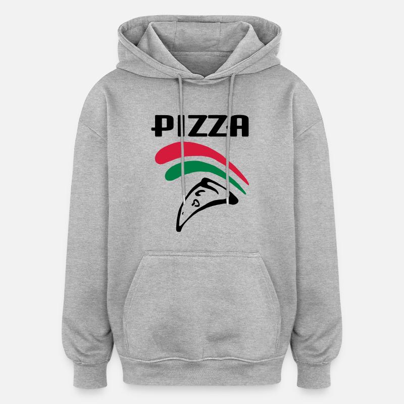 Pizza (3c) - Sweat à capuche oversize unisexe - gris chiné