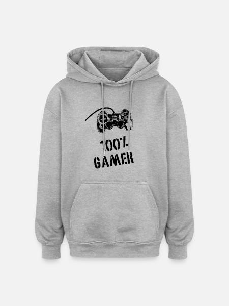 100% Gamer - Oversized Unisex Hoodie - heather grey