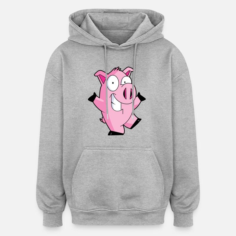 Porc - Sweat à capuche oversize unisexe - gris chiné