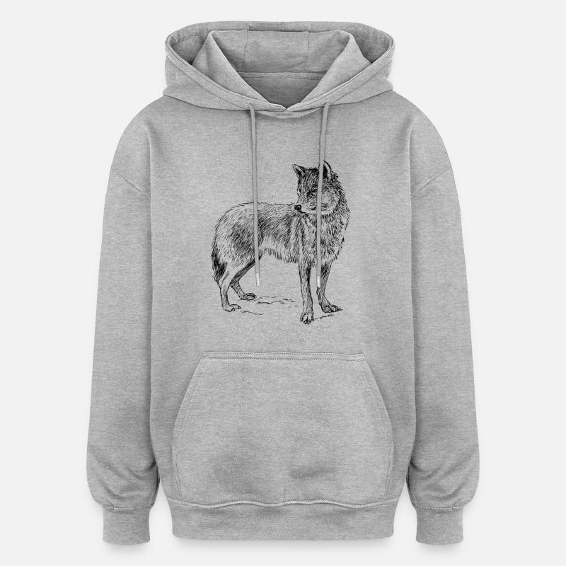 Loup - Sweat à capuche oversize unisexe - gris chiné