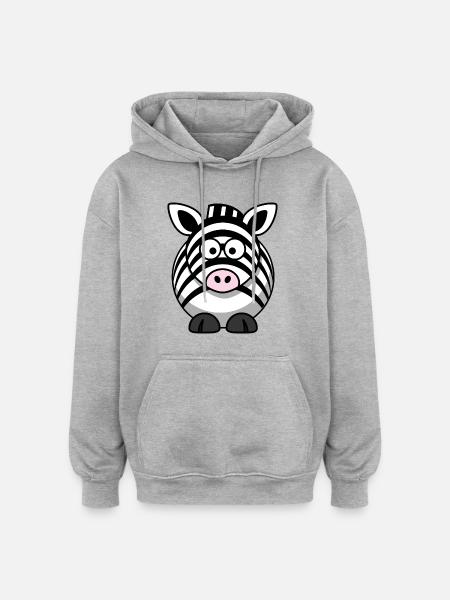 Zebra Cartoon - Oversized Unisex Hoodie - Grau meliert