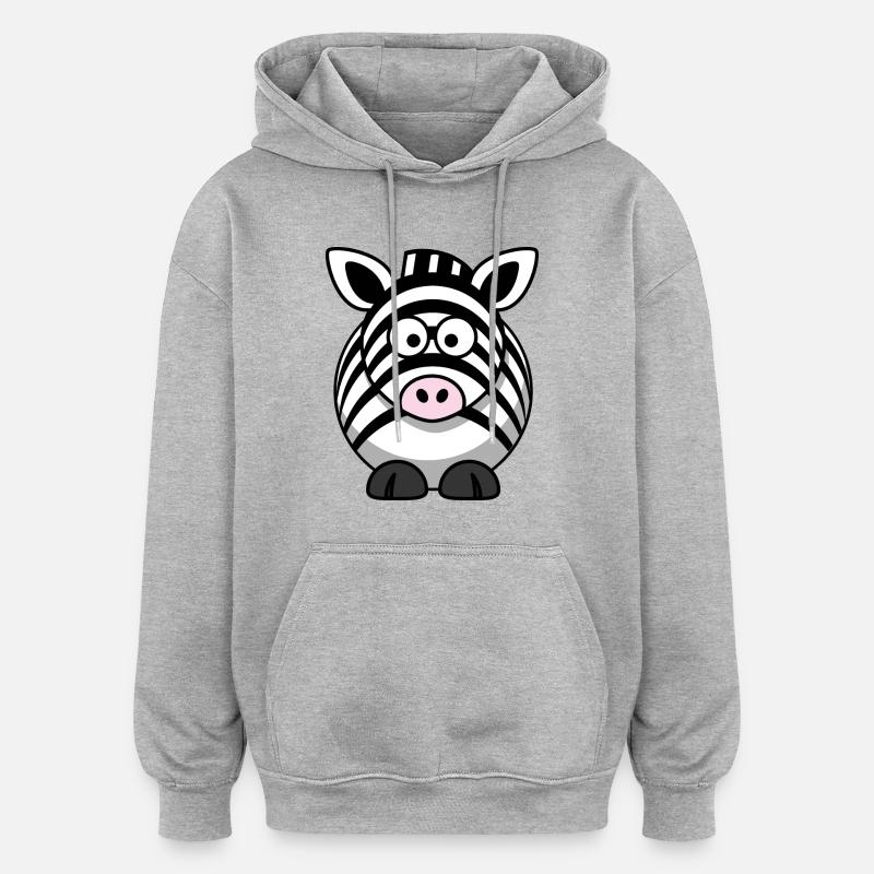 Zebra Cartoon - Sweat à capuche oversize unisexe - gris chiné