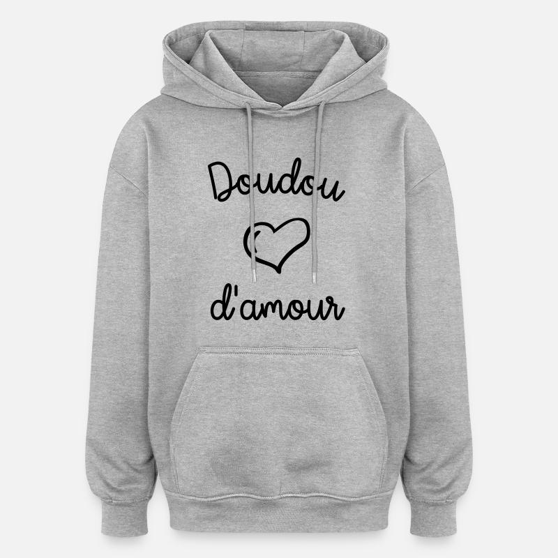 doudou d amour - Sweat à capuche oversize unisexe - gris chiné