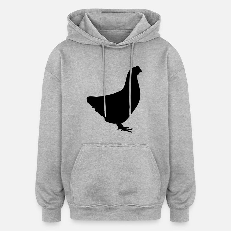 poule chicken2 - Sweat à capuche oversize unisexe - gris chiné