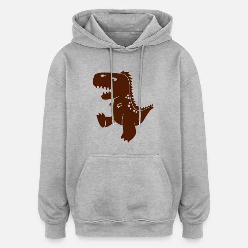 t-rex - Sweat à capuche oversize unisexe - gris chiné