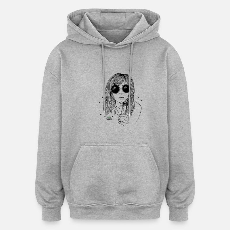 Parkster fille2 - Sweat à capuche oversize unisexe - gris chiné