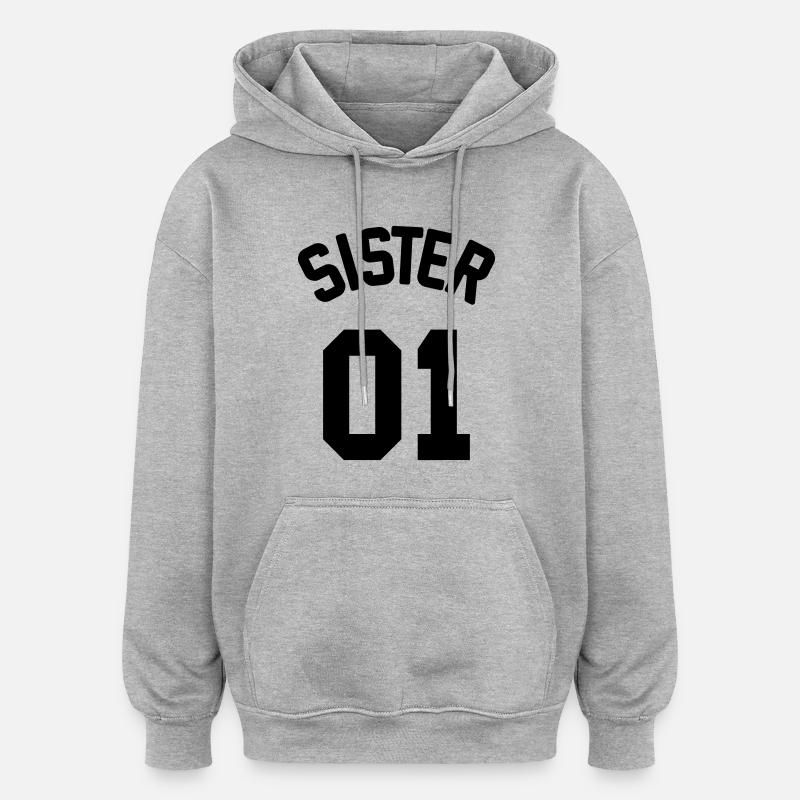 Sister 01 - Sweat à capuche oversize unisexe - gris chiné